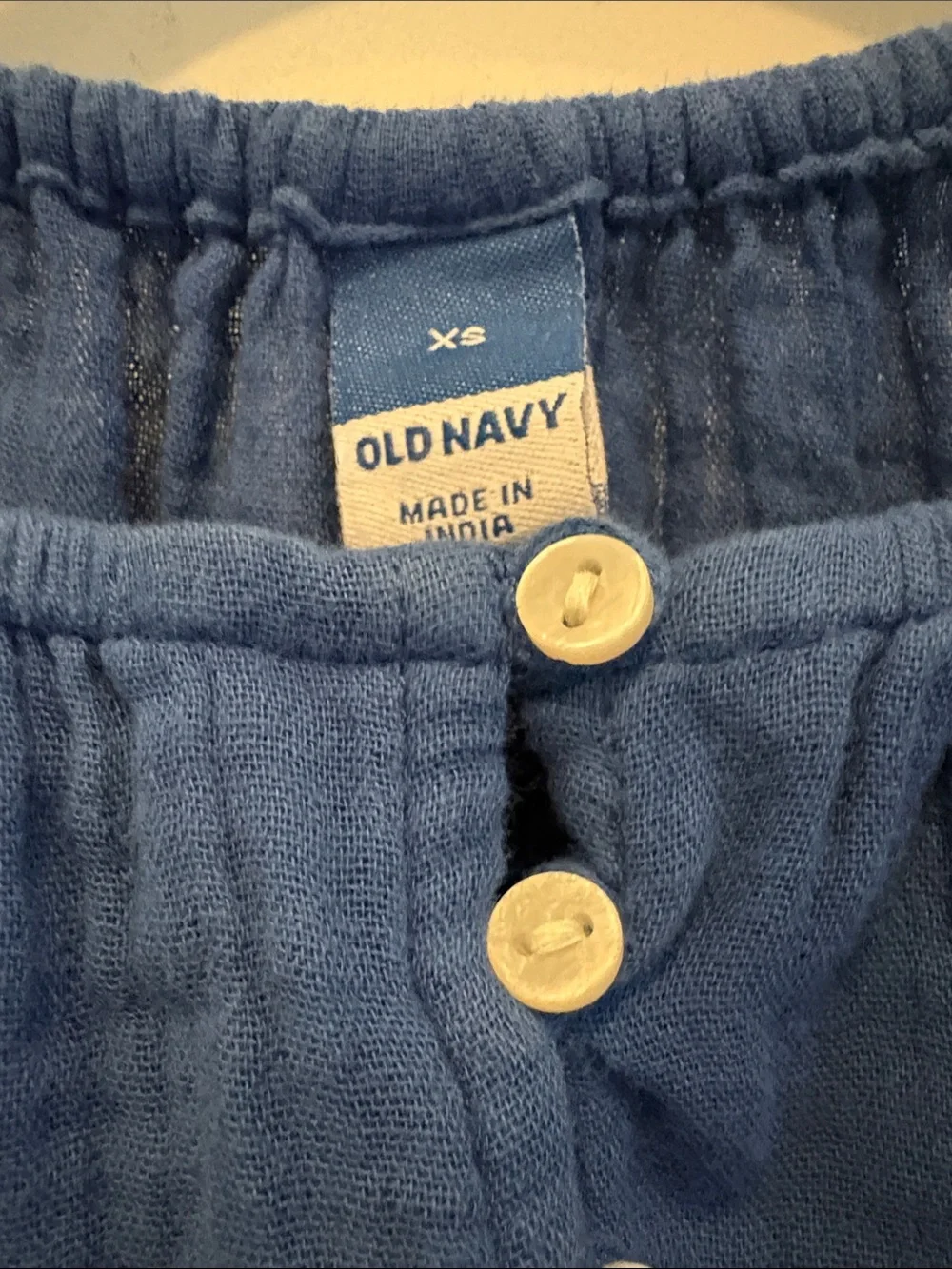 Old Navy Blue Gauze Peasant Blouse Boho Cottagecore Prairie Size XS